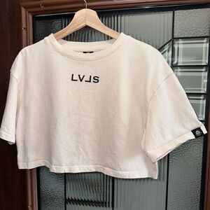 Levels Cropped Tee – Size Large – Neutral Beige